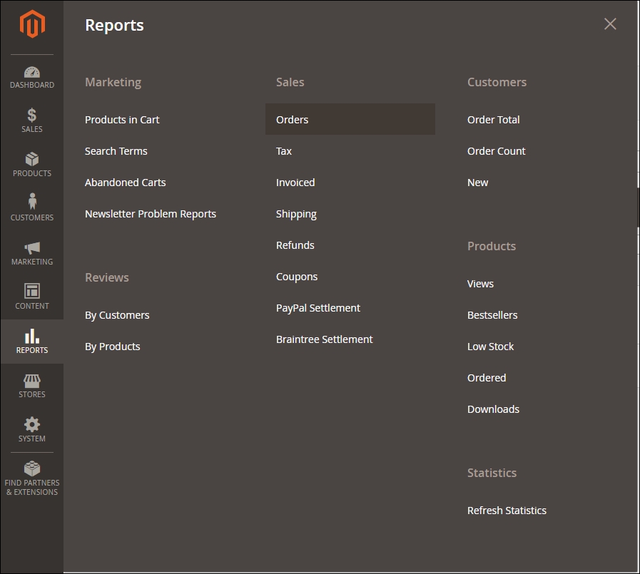 Magento reports