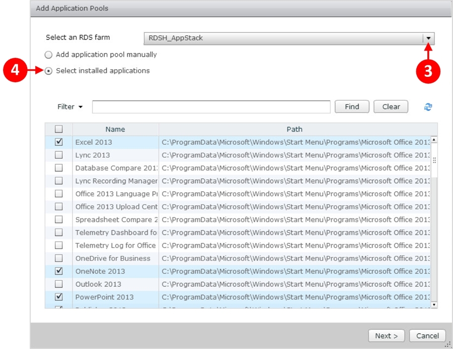 Configuring a Horizon View application pool