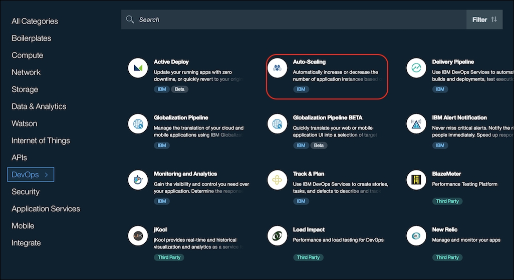 Creating the Auto-Scaling service instance