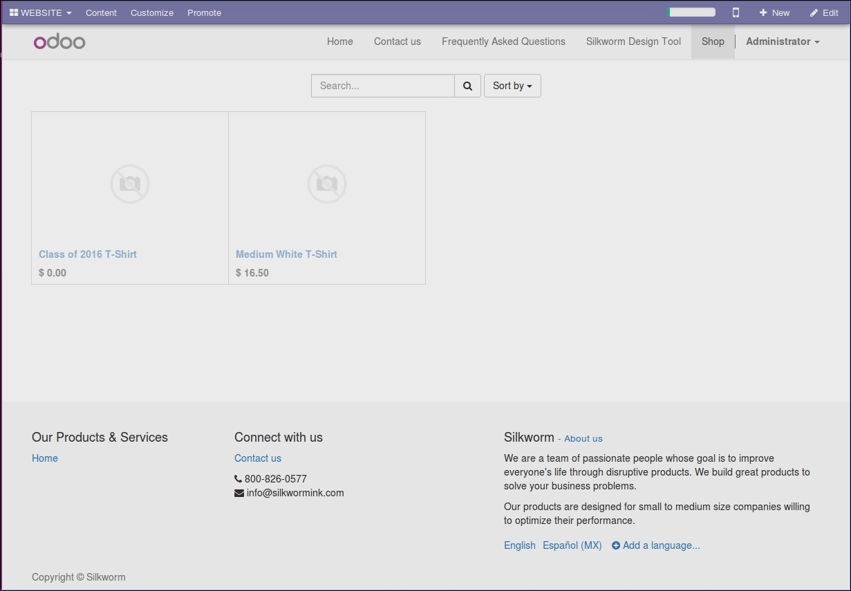 Installing Odoo e-commerce