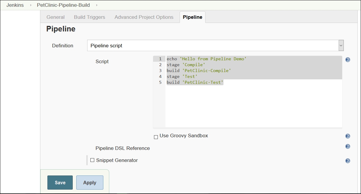 Creating a pipeline for compiling and executing test units