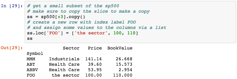 Adding and replacing rows via enlargement Learning pandas