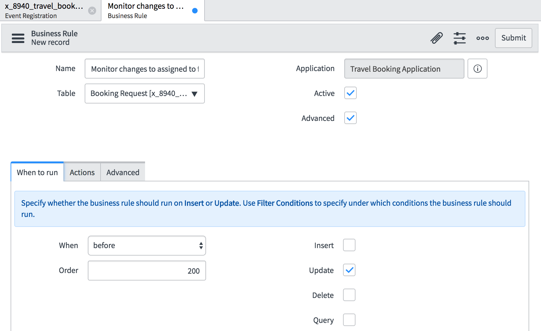 Using A Business Rule To Trigger Events - ServiceNow Application ...