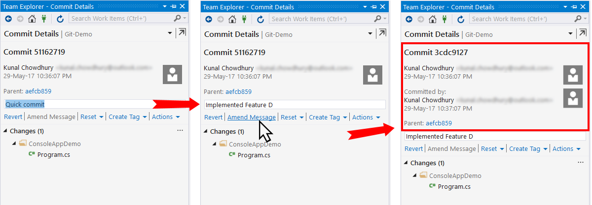 Amending Message To An Existing Commit Mastering Visual Studio 2017 