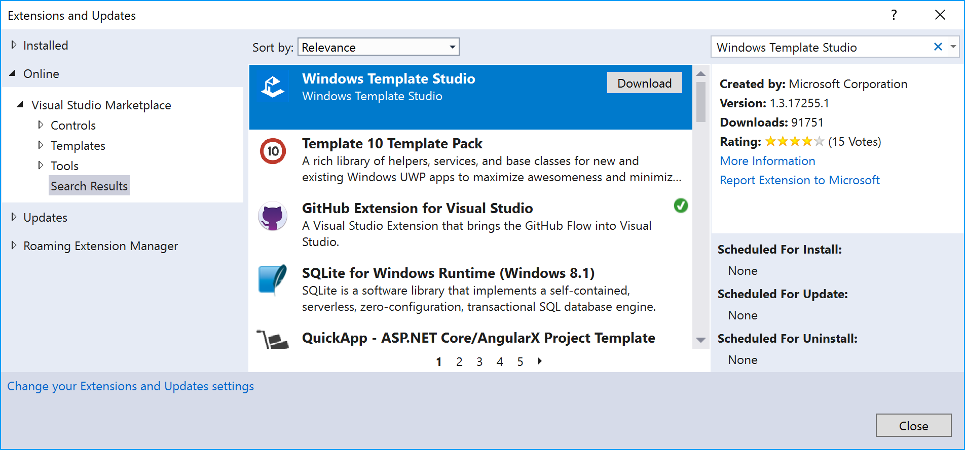 Installing Windows Template Studio - C#  and .NET Core  – Modern  Cross-Platform Development - Third Edition [Book]