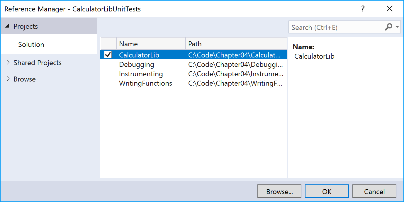 Creating a unit test project with Visual Studio 2017 - C#  and .NET Core   – Modern Cross-Platform Development - Third Edition [Book]