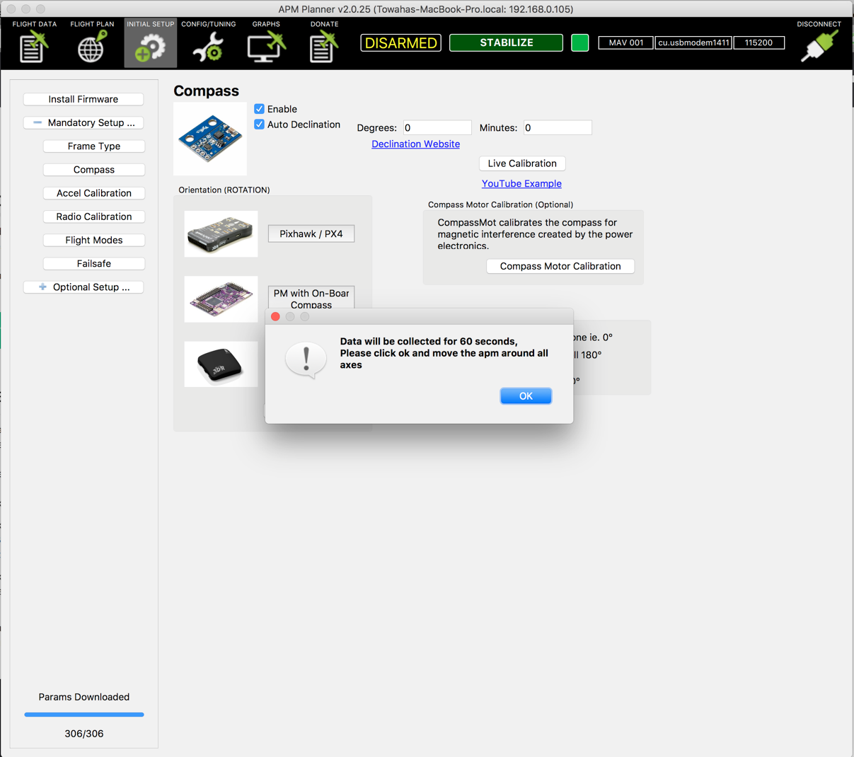 Compass calibration Building Smart Drones with ESP8266 and