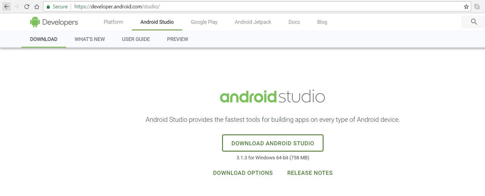 Downloading and installing Android Studio - Mobile Artificial Intelligence  Projects [Book]