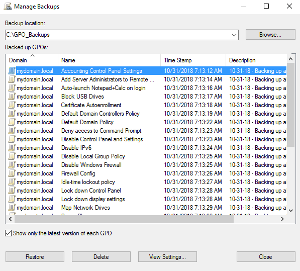 Managing backups Mastering Windows Group Policy [Book]