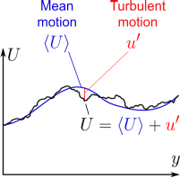 Schematic illustration of the profiles of mean and fluctuating fields.