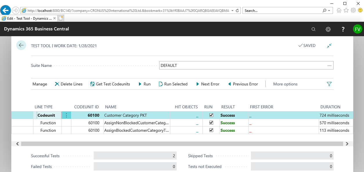 Running The Test - Mastering Microsoft Dynamics 365 Business Central [Book]