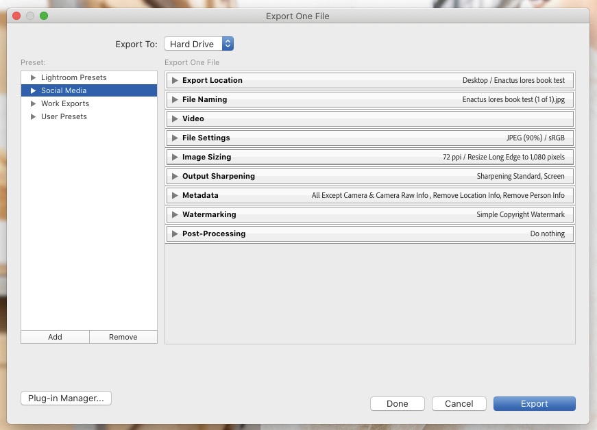 Figure 7.1 – Export dialog
