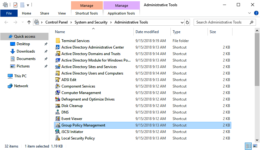 Accessing the GPM console from the Administrative Tools - Windows ...