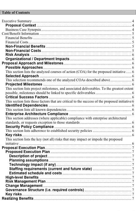 business plan appendix template