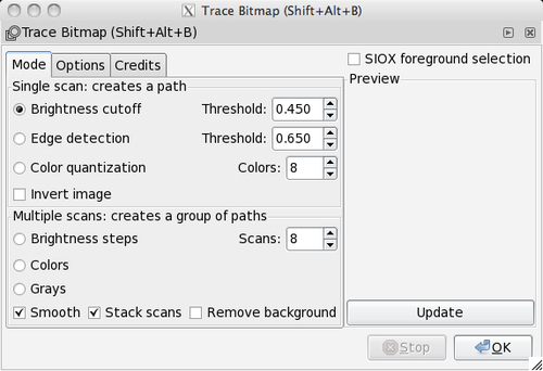 Time for action — using Potrace