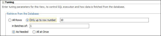 Limiting the rows fetched by a view object