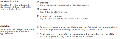 Outbound synchronization rules