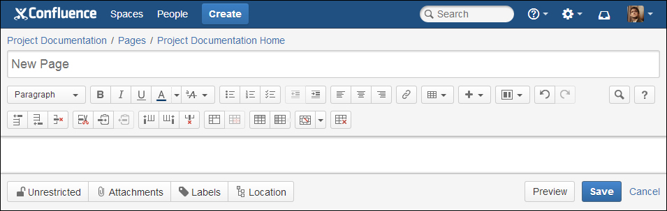 The Confluence editor