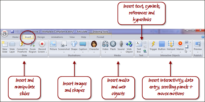 Inserting content into a slide