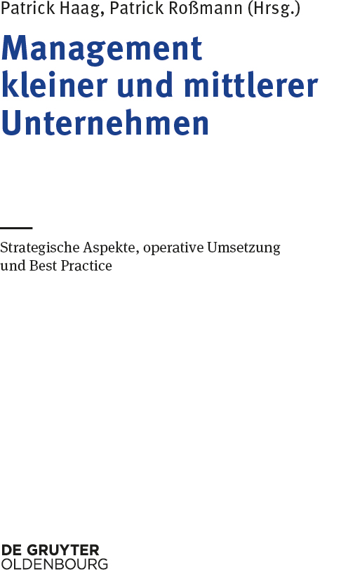 Titel Seite - Management Kleiner Und Mittlerer Unternehmen [Book]