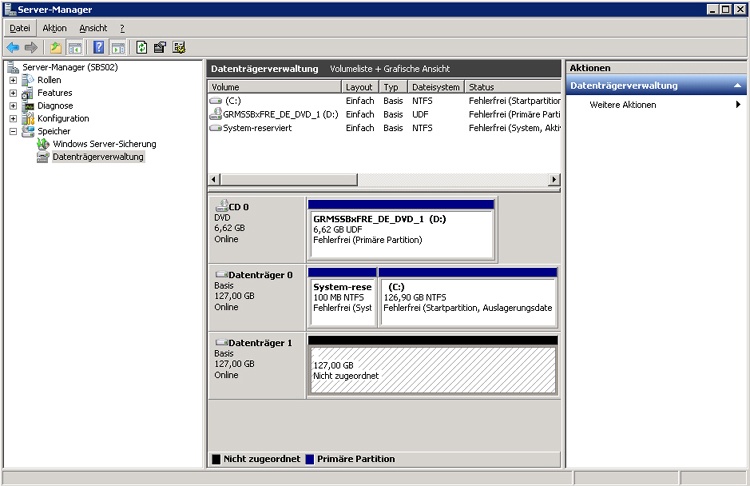 Verwalten von Datenträgern in SBS 2011