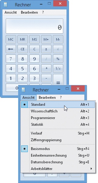 Der Rechner im alten (linke Abbildung) und im neuen Design (rechte Abbildung)