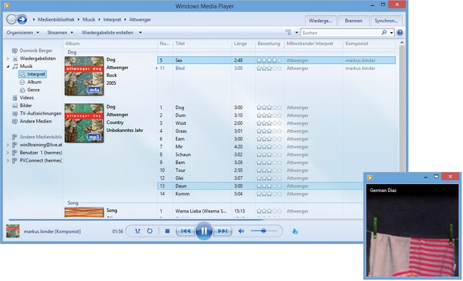 Der Windows Media Player im altbekannten Design