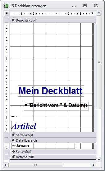 Entwurfsansicht des Deckblatts