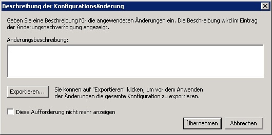 Beschreibung der Konfigurationsänderung