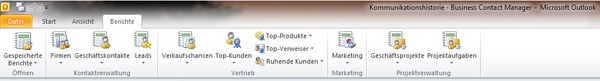 Erstellen von Berichten in Business Contact Manager