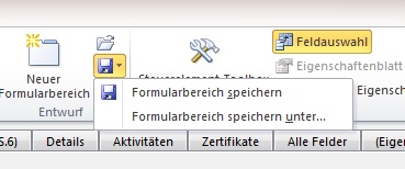 Speichern von Formularbereichen