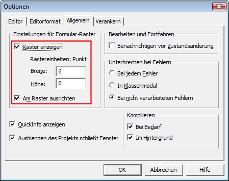 Rastereinheiten verändern