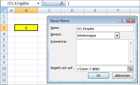 Ein statischer Name bezieht sich auf eine absolute Zell(en)adresse