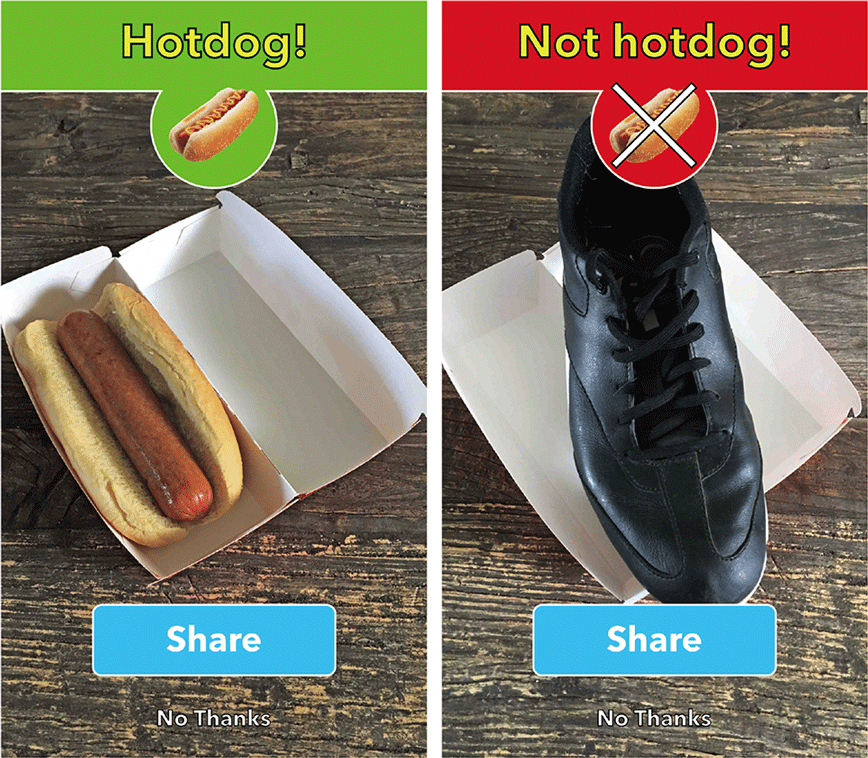 図12-2　Not Hotdogアプリ（出典：App Storeのアプリ紹介ページ）