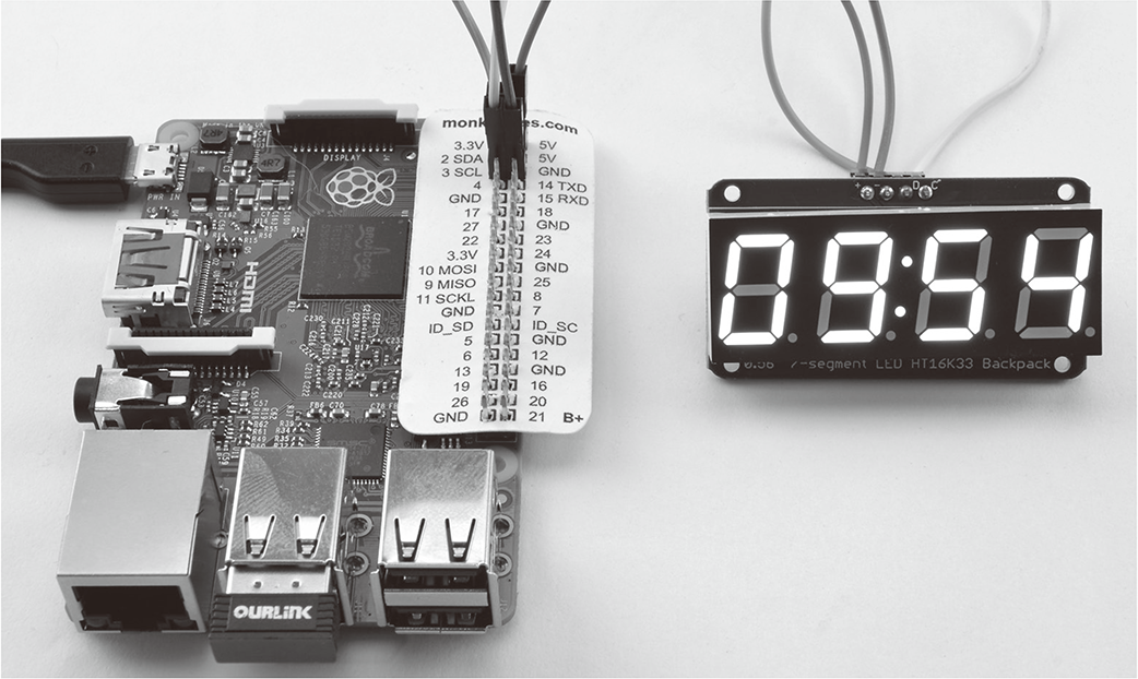 図15-1　7セグメントLEDディスプレイとRaspberry Pi