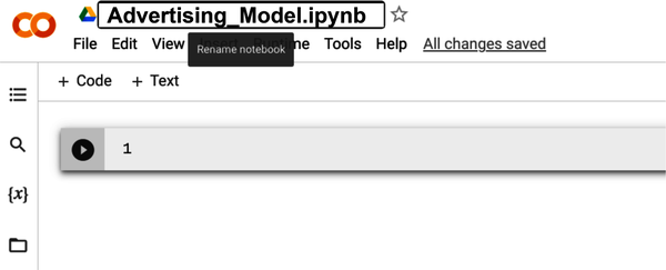 Renaming the Google Colab notebook to a more meaningful name