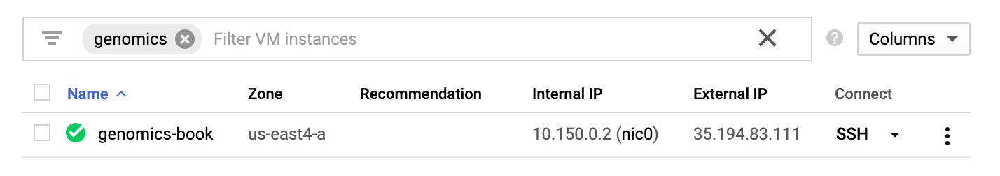 Viewing the VM status.