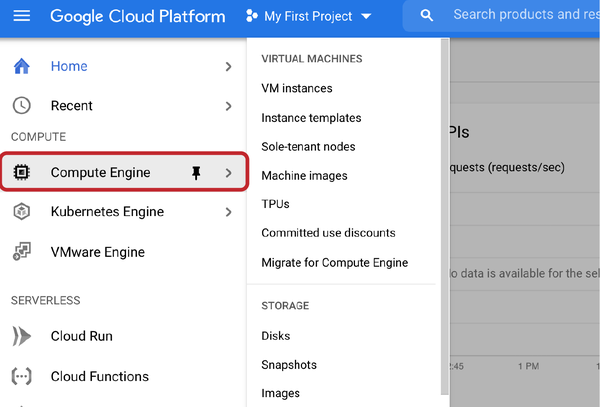 The navigation menu, where you access a service’s main page and subpages