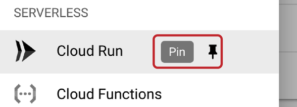 Pinning services in the menu