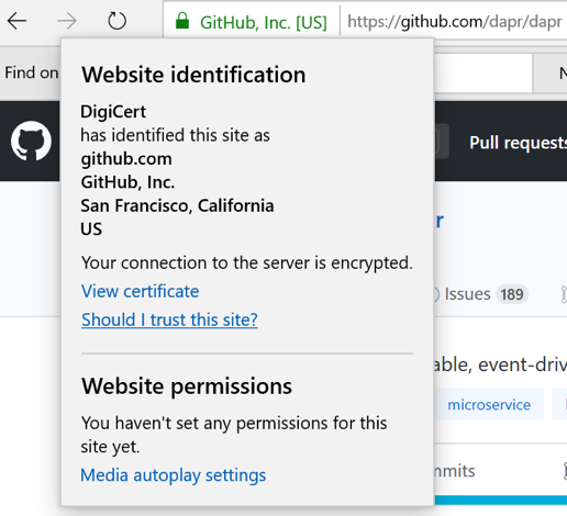 A verified HTTPS connection