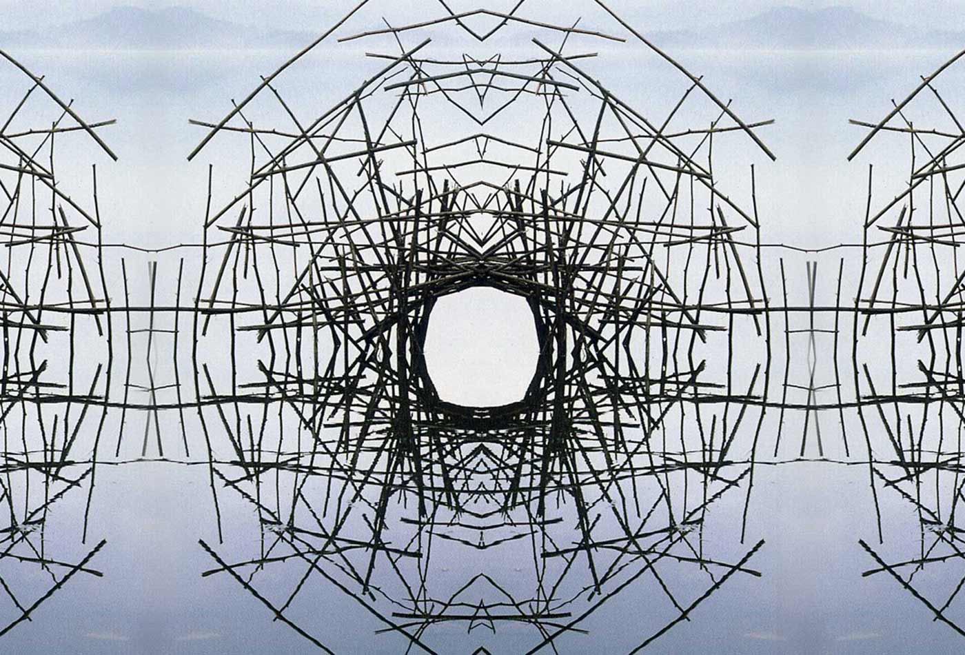 Andy Goldsworthy, Montage by iuri, Sticks Framing a Lake