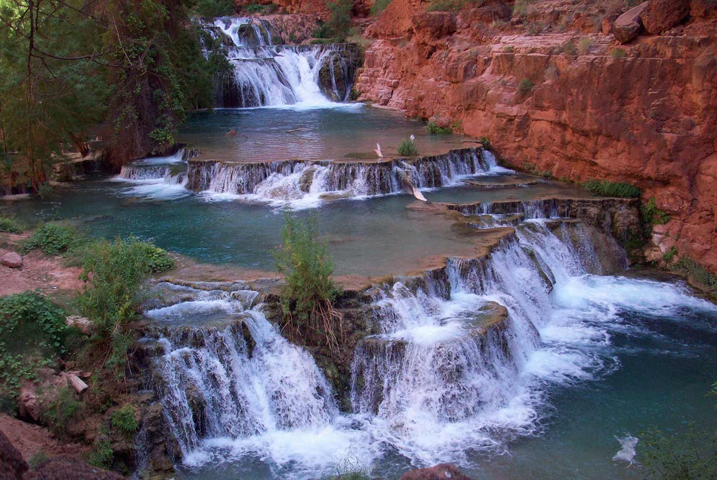 Beaver Falls in the Havasupai reservation in the Grand Canyon.