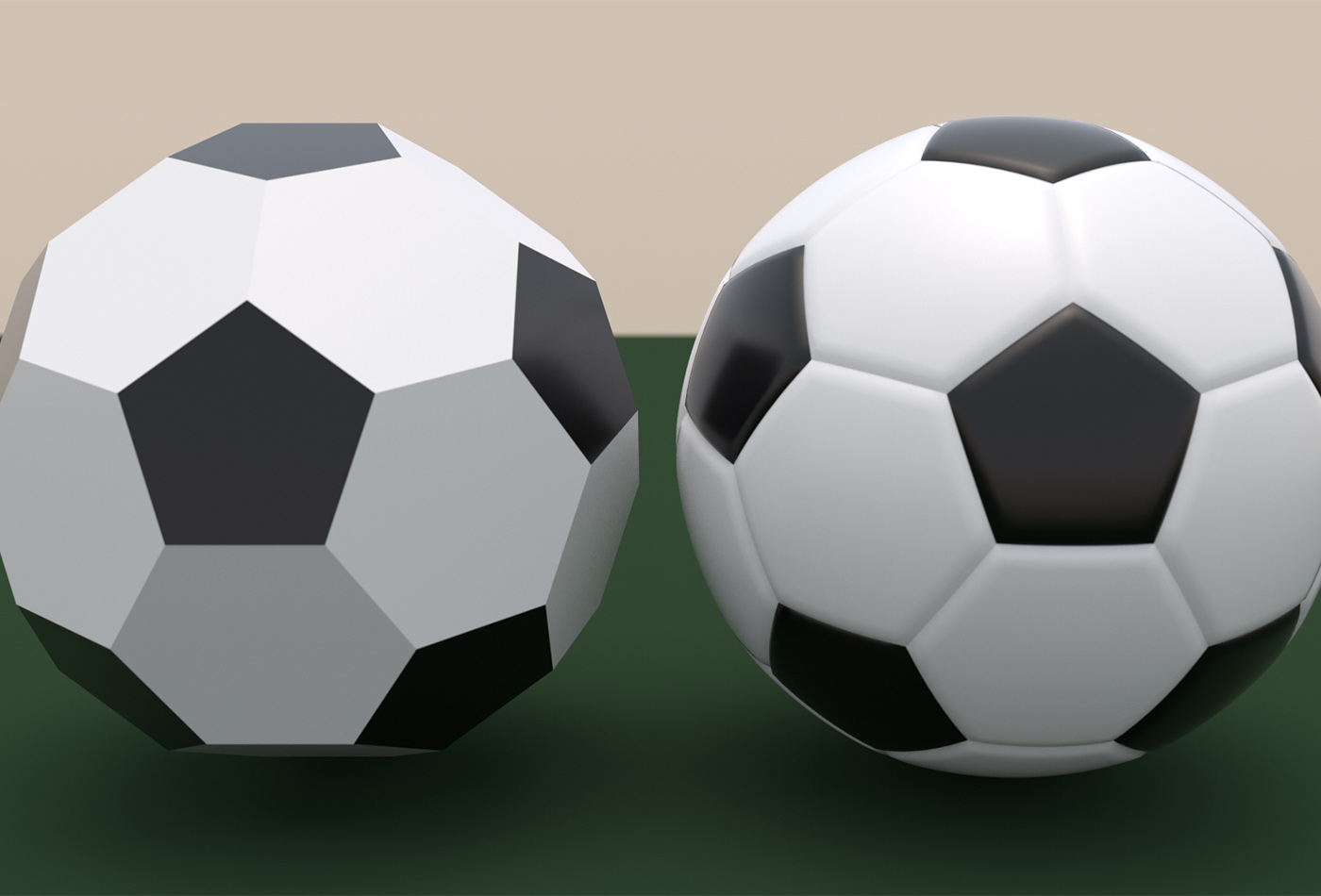 Comparison of a truncated icosahedron and a soccer ball